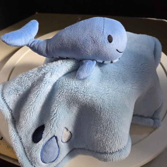 BABY GEAR Baby Blue Full Whale Plush Toy Security Blanket Lovey Snuggler Plush - Picture 1 of 6
